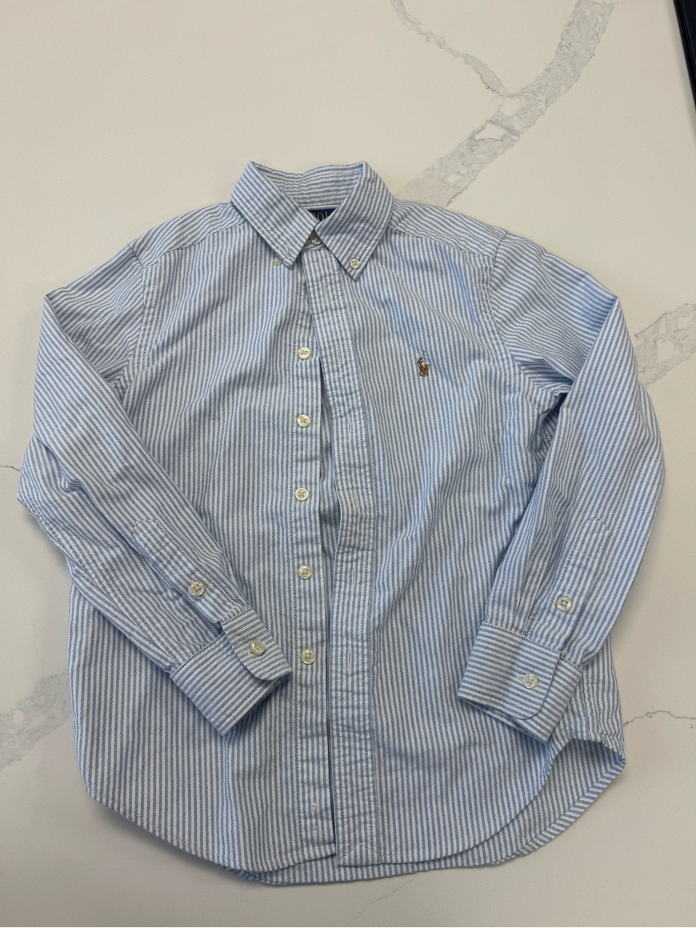 Polo by Ralph Lauren Light Blue and White Striped Button-Down Shirt